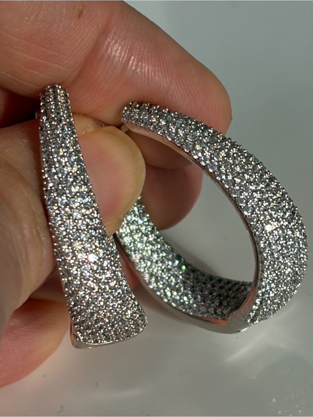 Adriana Orsini pavé cubic zirconia rhodium plated elegant hoops & gifts